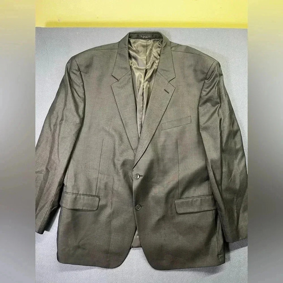Albert Nipon Wool Silk Blend Blazer Sports Coat Mens 48 Regular Dark Gray Black - Picture 1 of 9